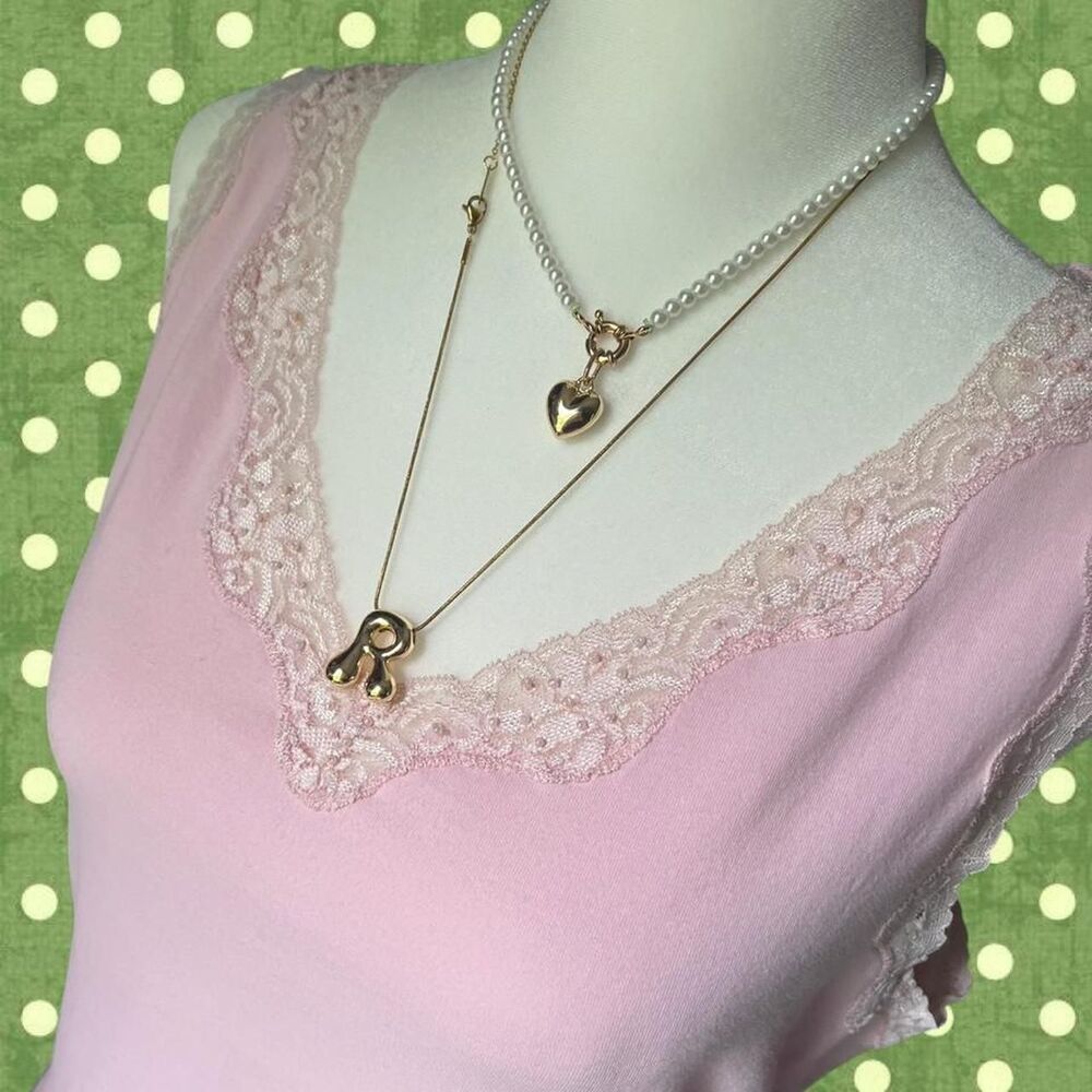 Pink Stretchy Lace Tank Top with Bead Details